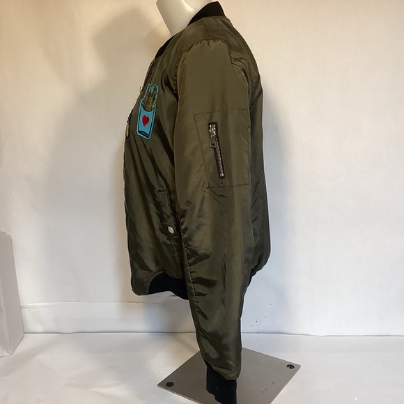 Sebby Olive Green Bomber Jacket with Patches Women’s size Large - Picture 7 of 14